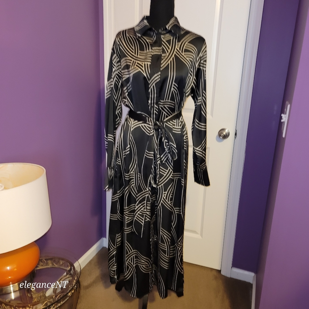 H & M Black and White Geometric Pattern Dress Sz: M NWT - Picture 5 of 13